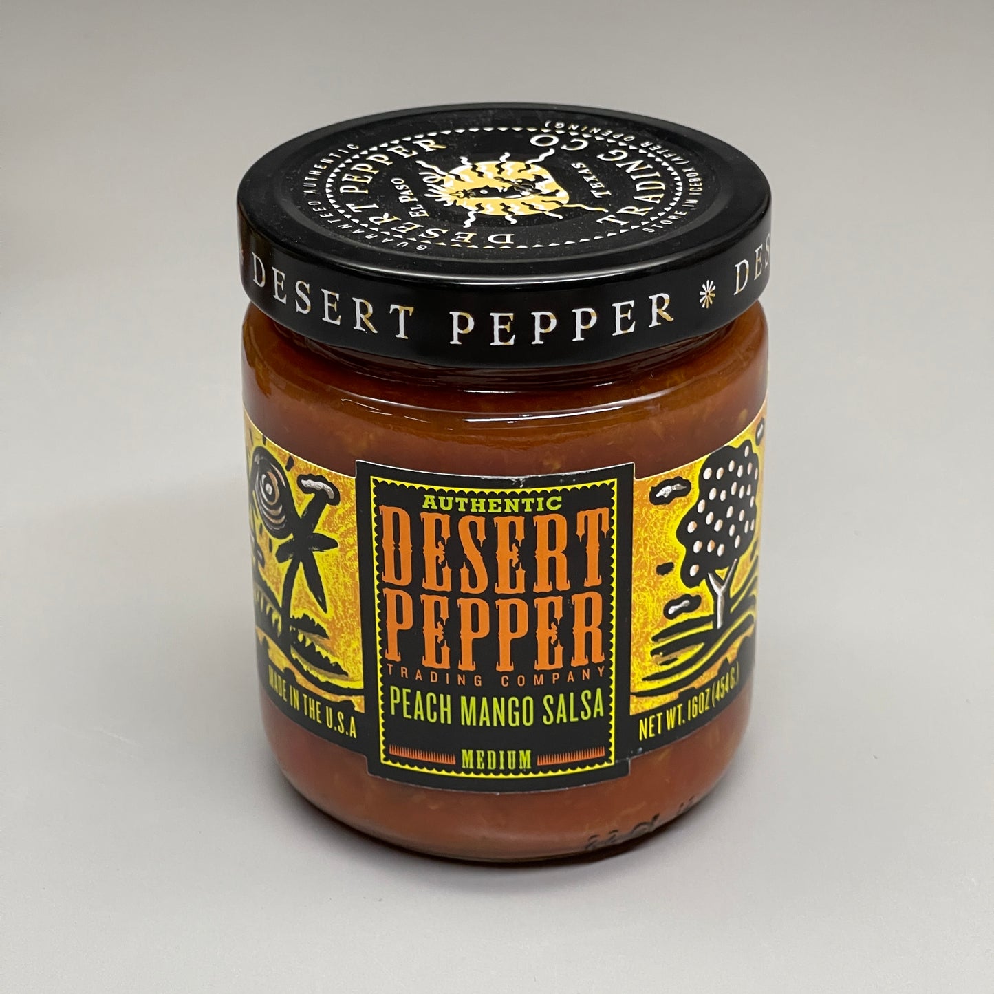 ZA@ DESERT PEPPER TRADING CO (6 PACK) Peach Mango Salsa Medium 16 oz Jars BB 03/29