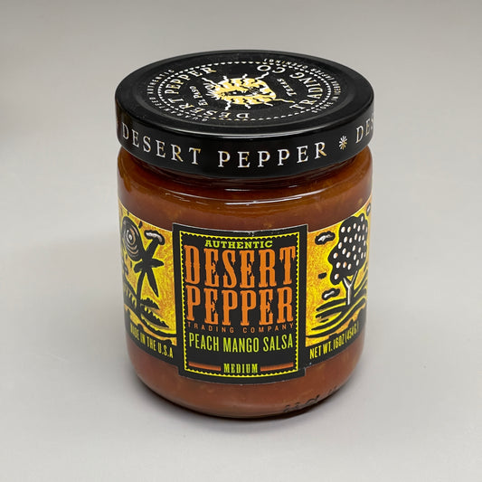 ZA@ DESERT PEPPER TRADING CO (6 PACK) Peach Mango Salsa Medium 16 oz Jars BB 03/29