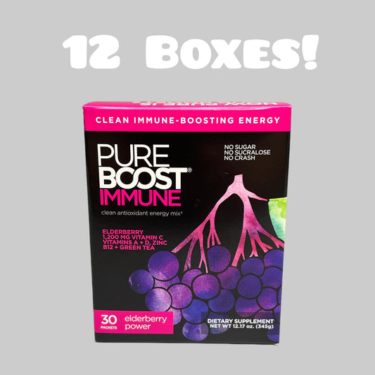 ZA@ PUREBOOST IMMUNE Antioxidant Energy Mix 12 Boxes of 30 Packets Elderberry Power Exp 04/24 (New) B