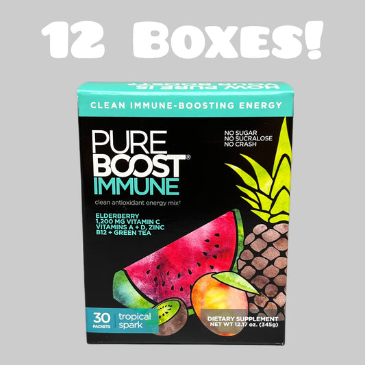 PUREBOOST IMMUNE Antioxidant Energy Mix 12 Boxes of 30 Packets 06/24
