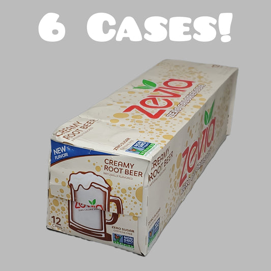 ZA@ ZEVIA Creamy Root Beer 6 CASES! New Flavor Carbonated Beverages 12oz (10/24) A