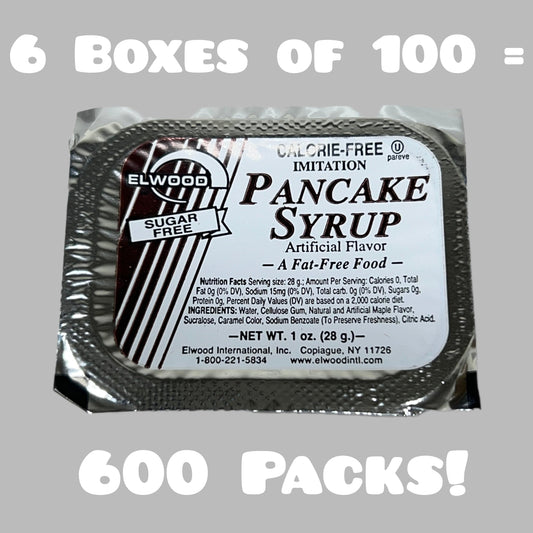 ZA@ ELWOOD Individual Pancake Syrup Cups Calorie Free 600-PK! (1 oz) B