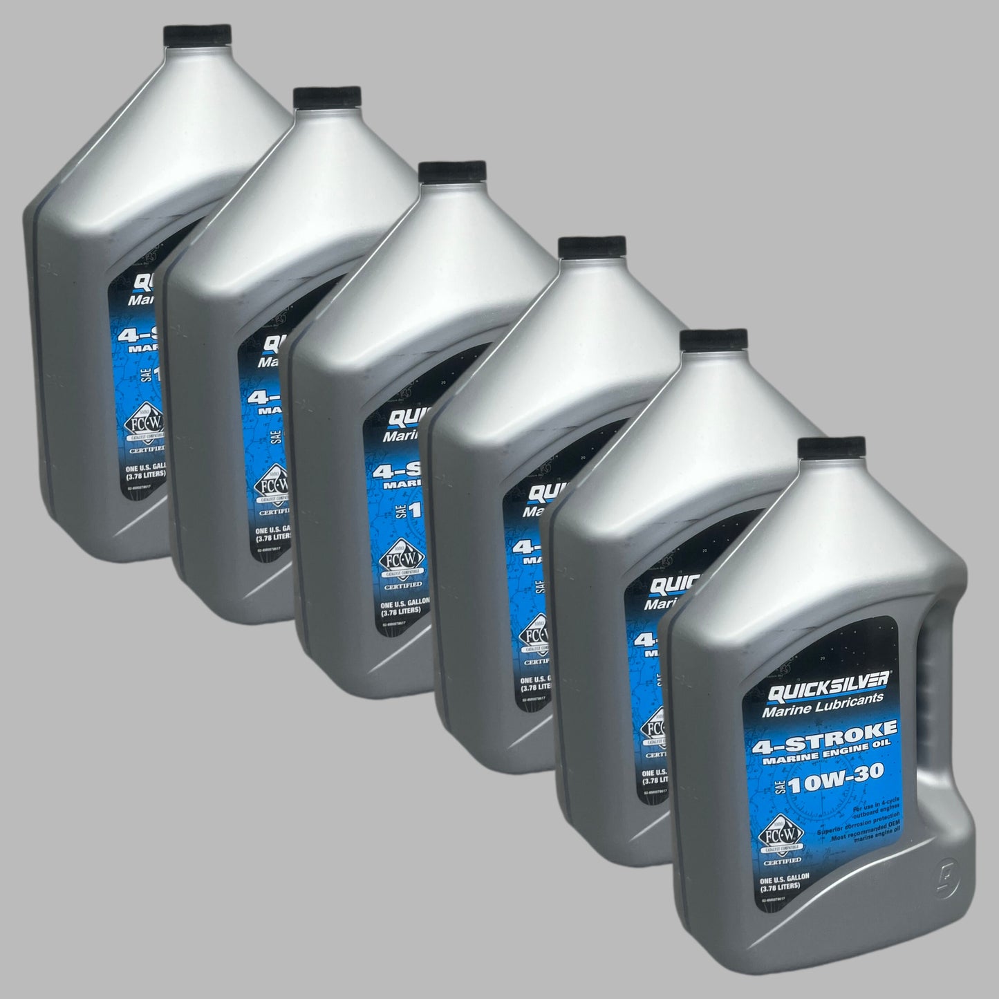 QUICKSILVER Marine Lubricants (6 PACK) 4-Stroke Marine Engine Oil SAE 10W-30 1 GALLON