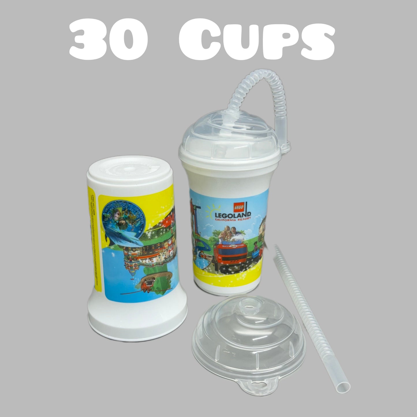 LEGOLAND California Resort (30-PACK) Plastic Cup w/ Lid & Straw 10 oz AUTHENTIC!