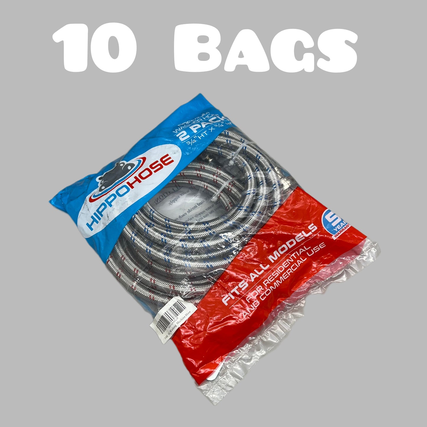 ZA@ HIPPOHOSE (10 PACK) Stainless Steel 10ft Braided Washing Machine Hose Fits all Models X001UAWCJR