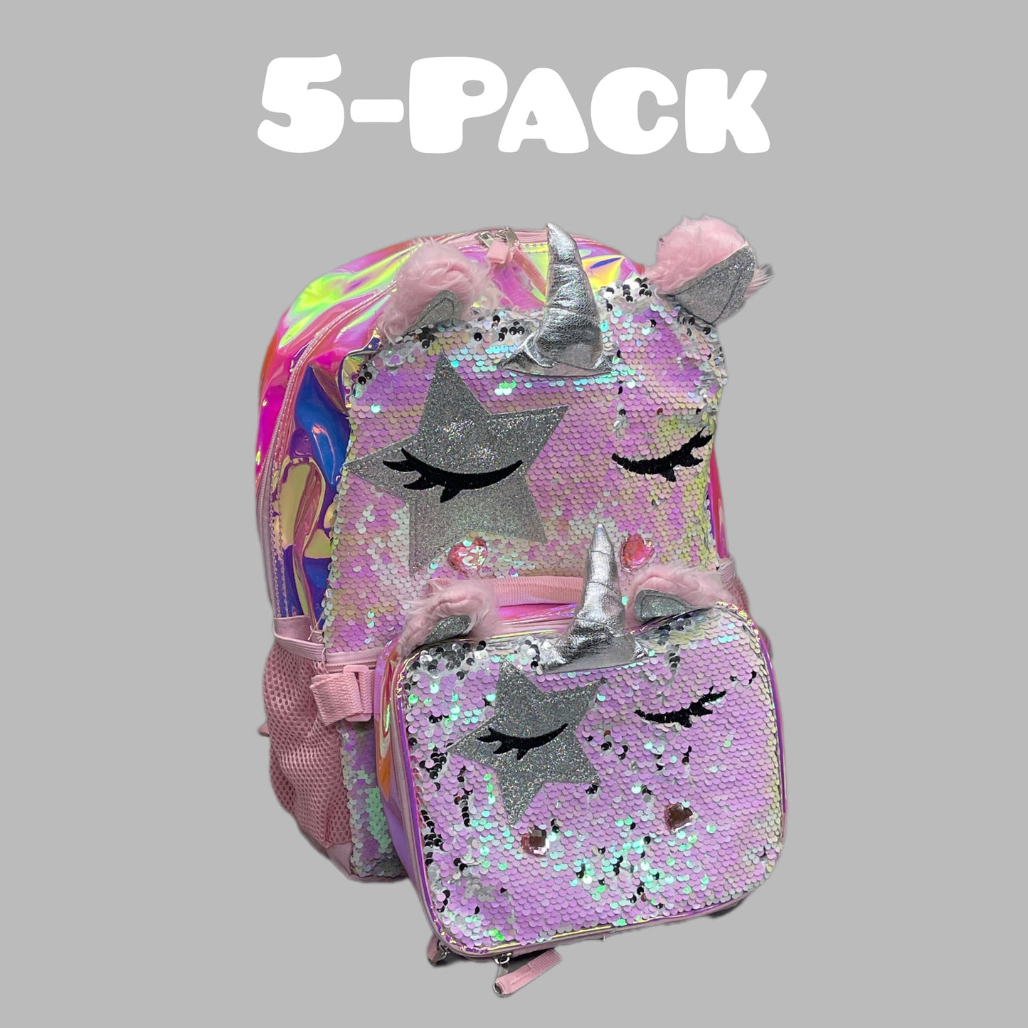 ACCESSORY INNOVATIONS Wonder Nation 5-PK Unicorn Backpack & Lunch Bag Pink