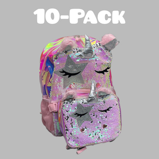 ACCESSORY INNOVATIONS Wonder Nation 10-PK Unicorn Backpack & Lunch Bag Pink