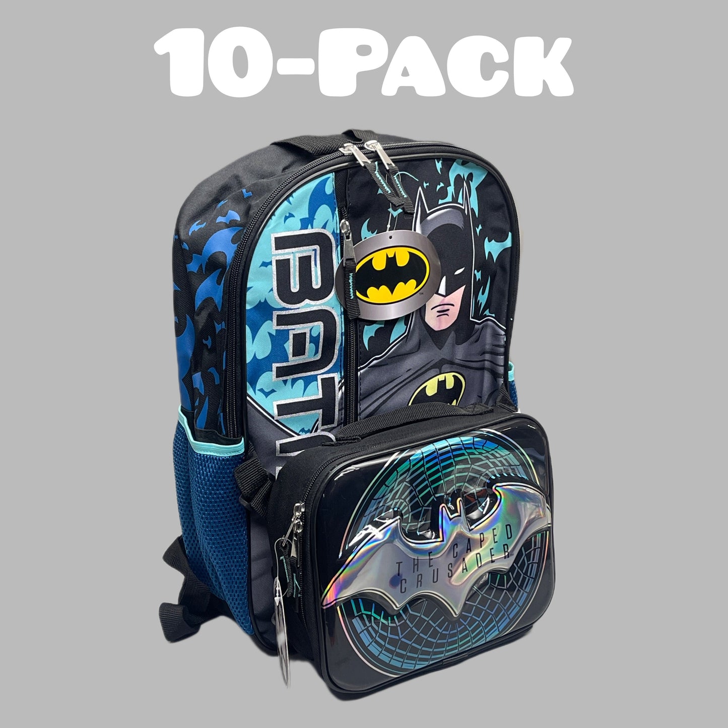 ACCESSORY INNOVATIONS Batman 10-PK Backpack & Lunch Bag Blue (New)