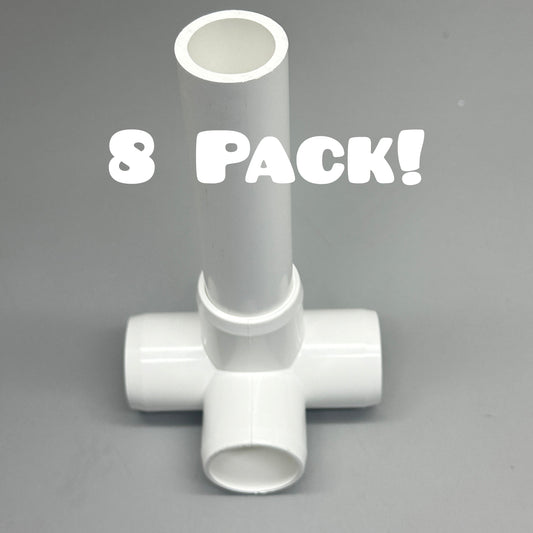 PVC PIPE (8 Pack) 3/4" 4-Way Elbow & 4" Straight Pipe PVC Fitting in White