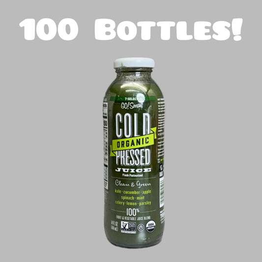 ZA@ 7-SELECT (100 PACK, 14 oz Each) Clean & Green Cold-pressed Organic Juice BB 05/25 E