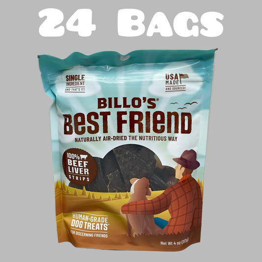 ZA@ BILLO’S BEST FRIEND (24 PACK) Beef Liver Strips 4 oz Each BB 10/24