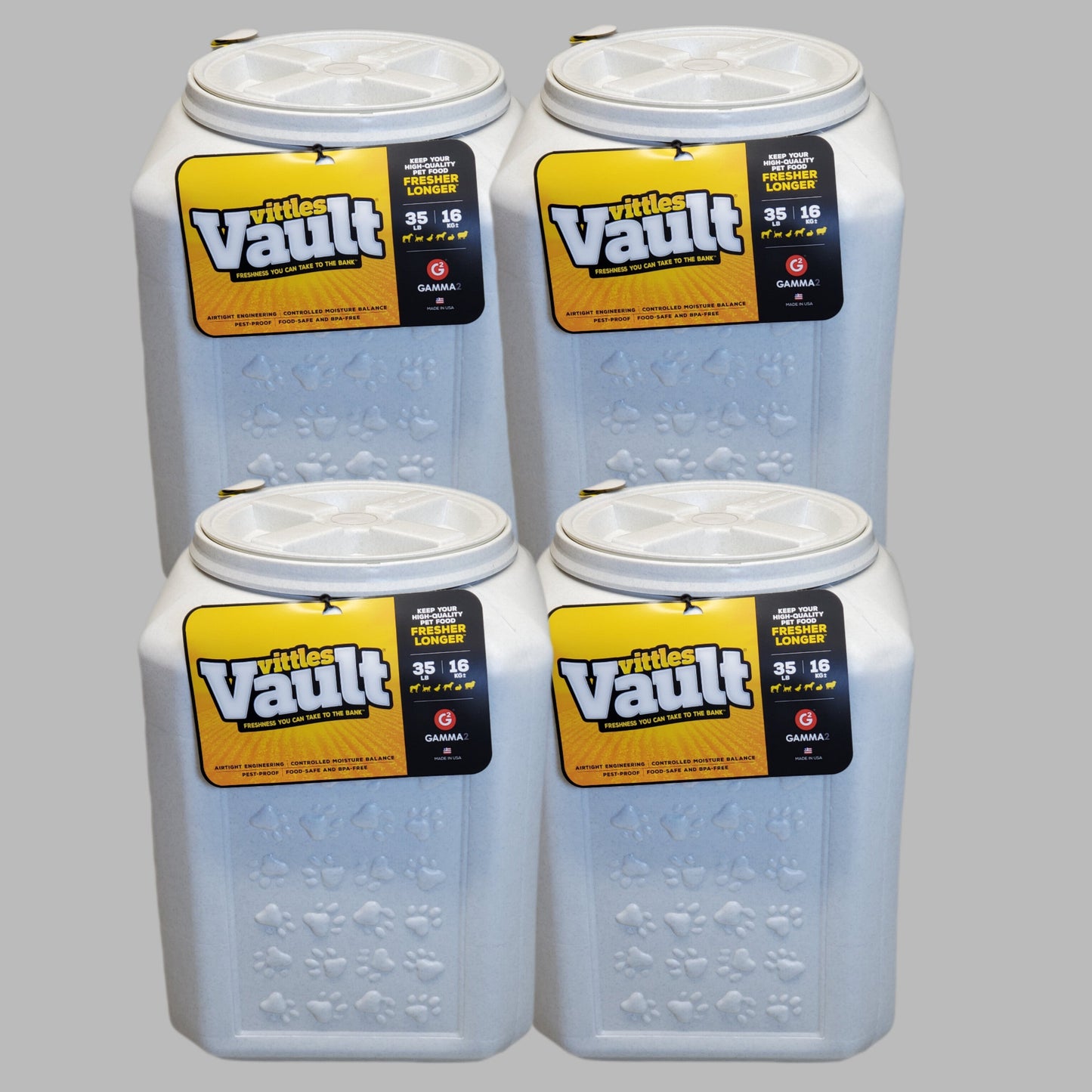 ZA@ GAMMA2 Vittles Vault (4-PACK) Airtight Pet Food Storage Container 35LB 12"x16.75" A