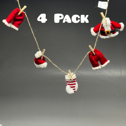 KURT S. ADLER Cloth Santa Suit (4 PACK) Novelty Christmas Garland 32" G0154