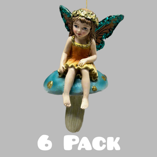 KURT S. ADLER Fairy Sitting On Mushroom (6 PACK) Christmas Ornament 4“ E0916