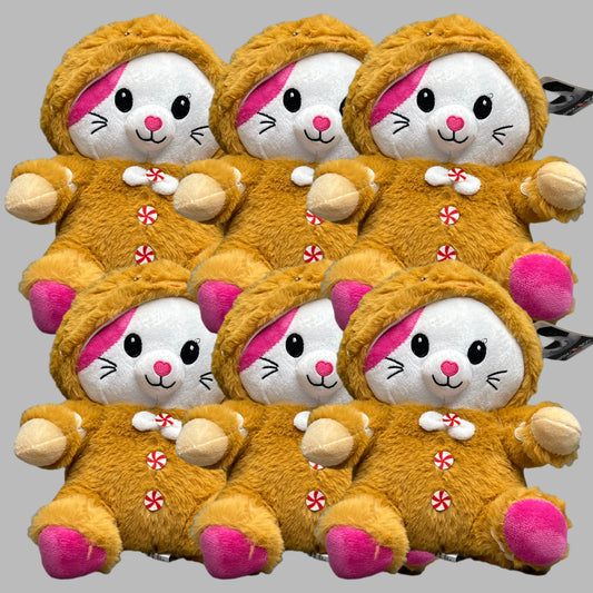 PEEK A BOO TOYS Kitty / Gingerbread Man (6 PACK) Stuffed Animal Brown/ XMASDIS30