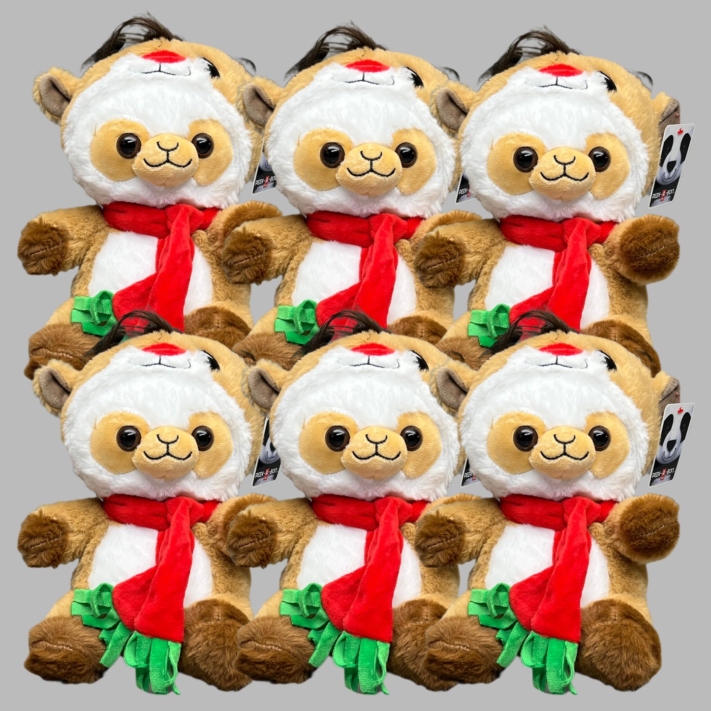 PEEK A BOO TOYS Monkey Reindeer (6 PACK) Stuffed Animal XMASDIS30