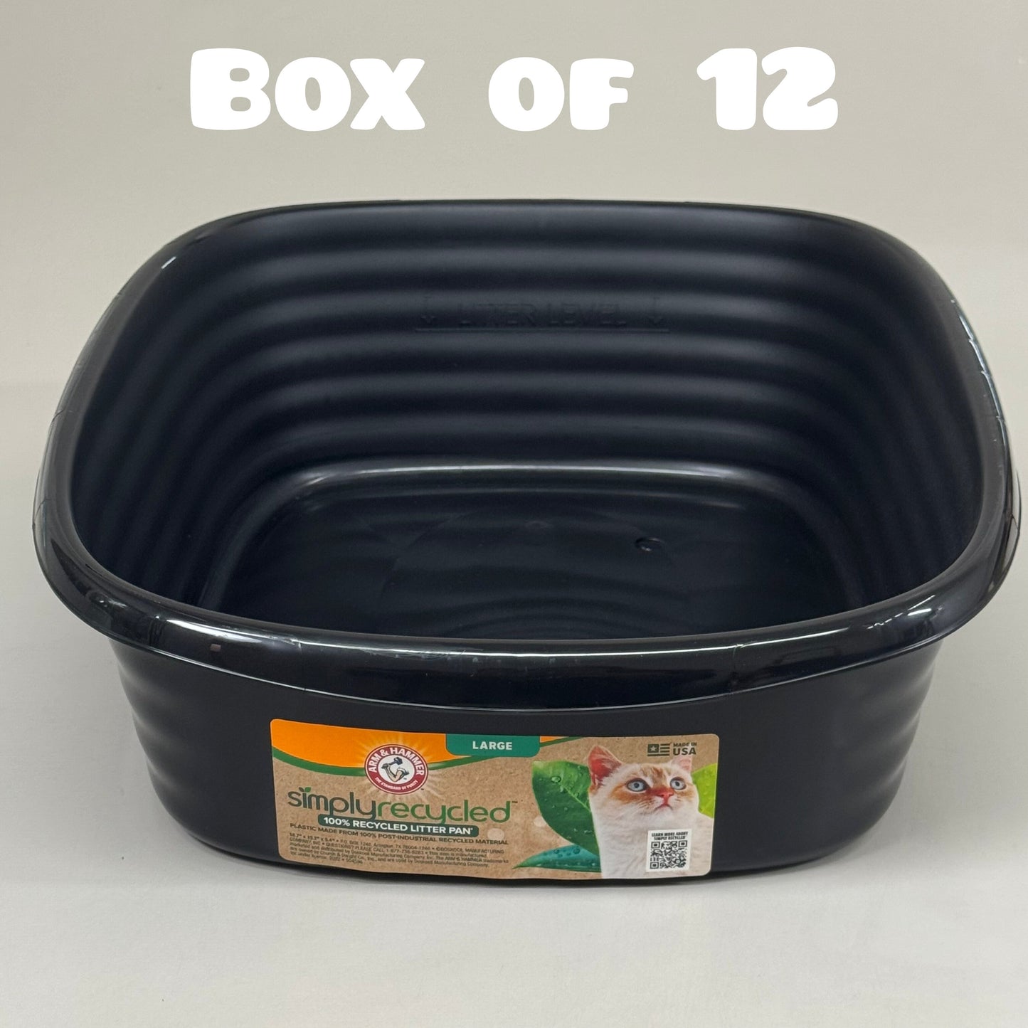 ZA@ ARM & HAMMER Simply Recycled Wave Liter Box Large (12 PACK) Black 18"x15"x5