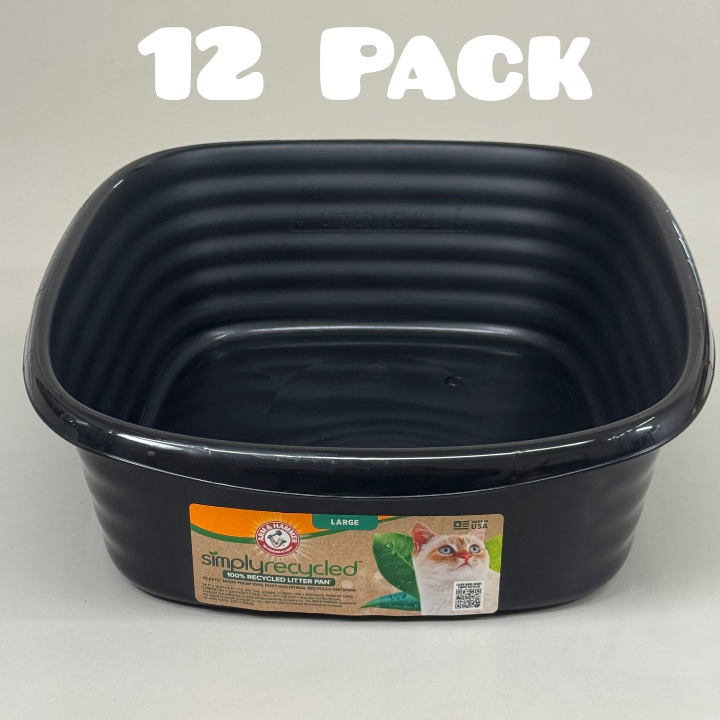 ZA@ ARM & HAMMER Simply Recycled Wave Liter Box Large (12 PACK) Black 18"x15"x5