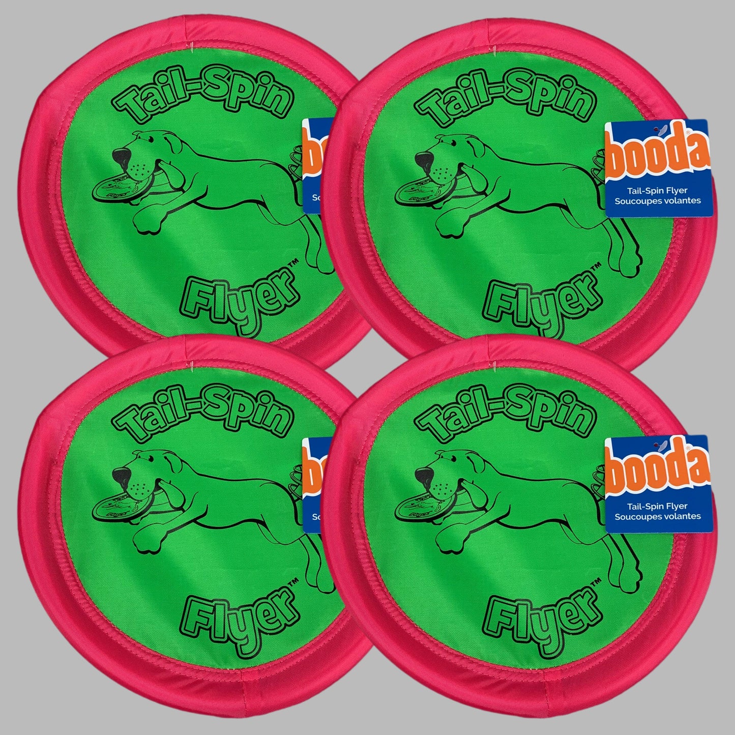 ZA@ BOODA Flexible & Durable Tail Spin Flyer Big Daddy (4 PACK) 12" Pink/Green 07012 A