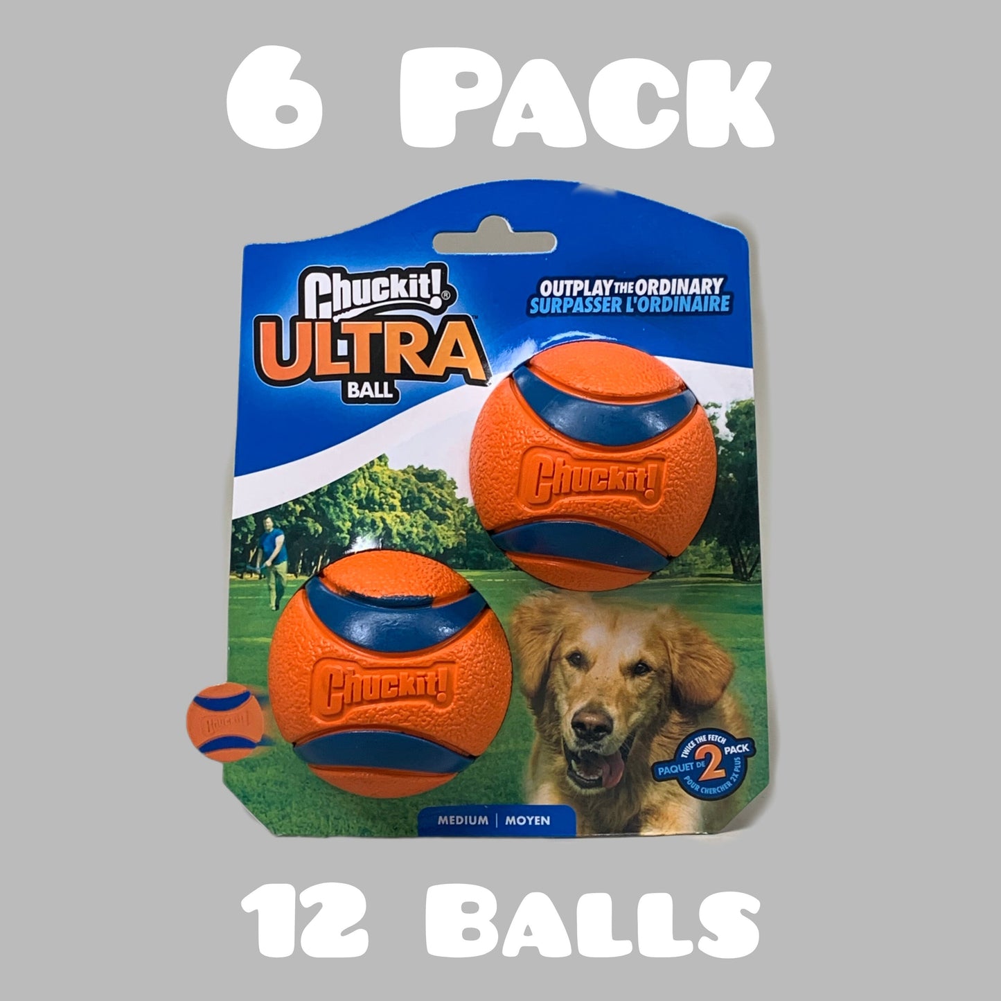 ZA@ CHUCK IT! Durable Ultra Ball (6 PACK, 12 BALLS TOTAL) Bouncy Dog Toy Orange 17001 B