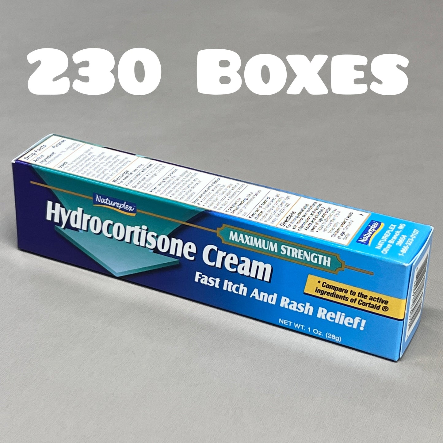 ZA@ NATUREPLEX Hydrocortisone (Approx 230 Boxes) Max Strength Fast Itch/Rash Relief 1 oz 9/24 (New)