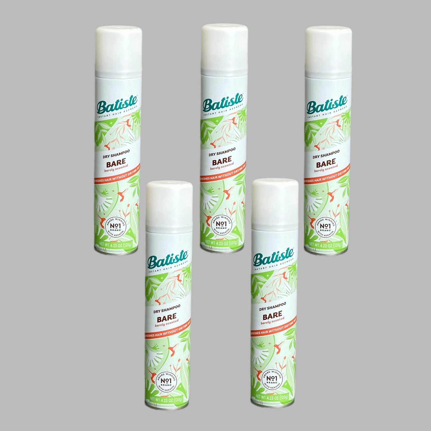 BATISTE Bare Barely Scented (5-PACK) Dry Shampoo Instant Hair Refresh 4.23 oz.