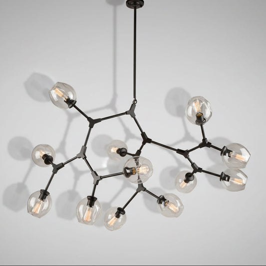 ARTCRAFT Modern Multi Direction Chandelier & Hardware 9 Globe 56"x32" Black/Gold