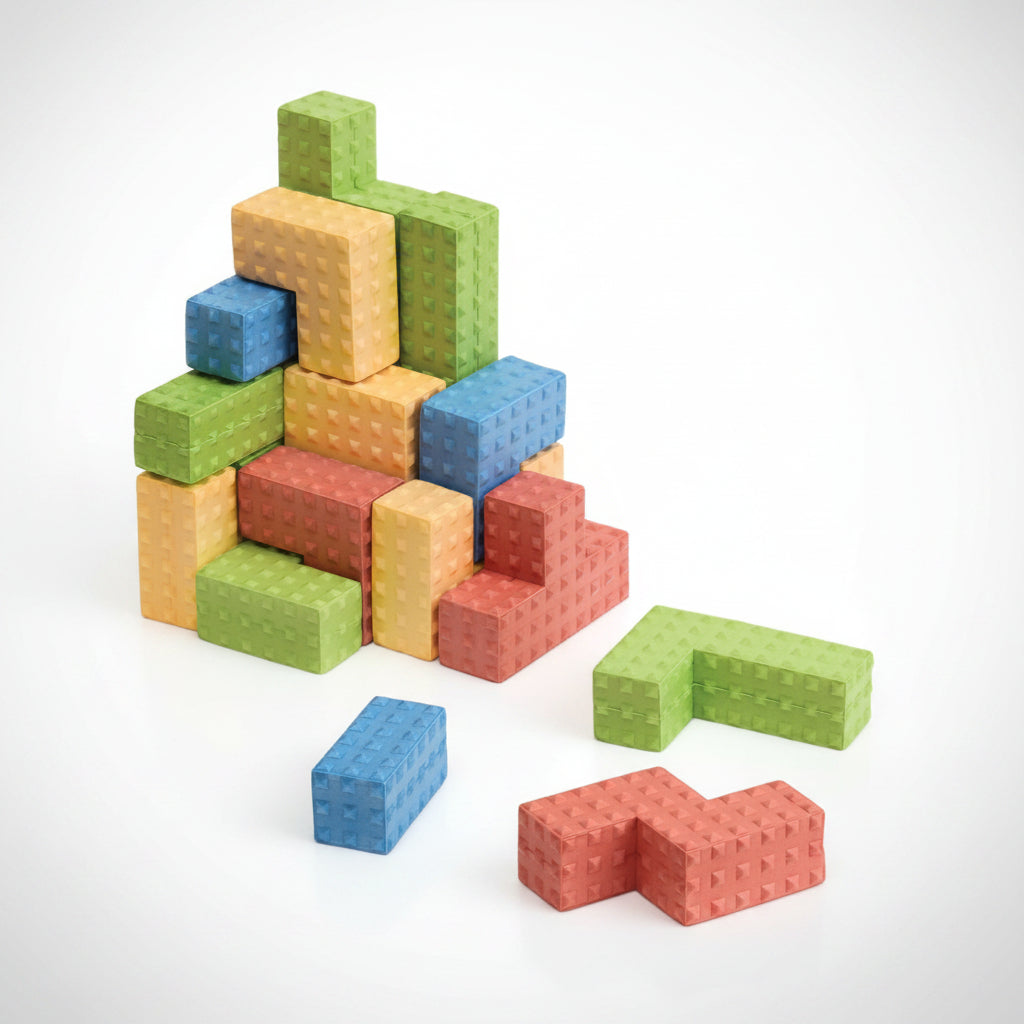 KAPLAN Textured Puzzle Blocks for Sensory Development  18 Piece Set Multicolor