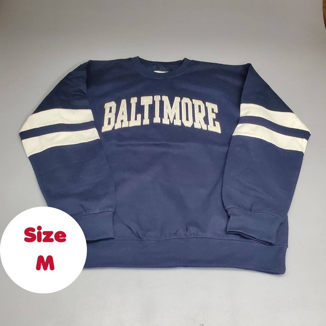 NEW YORK POPULAR Baltimore Crew Neck Pullover Sweater Navy Blue SZ M NY253