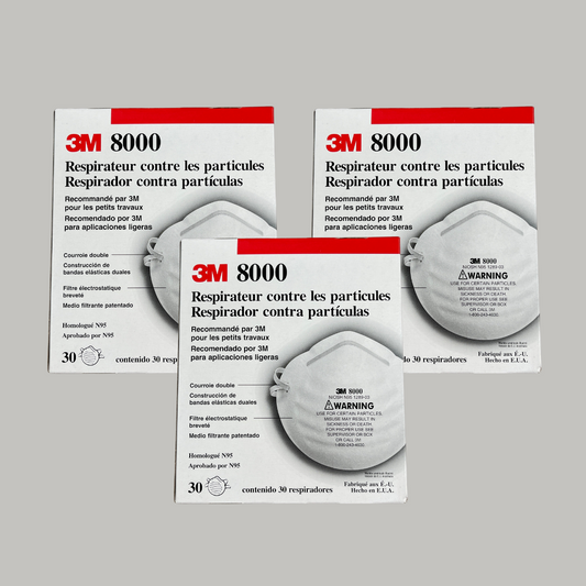 ZA@ 3M (3 PACK, 90 TOTAL) 8000 Particle Respirators N95 Mask 1289-03 USA (New)