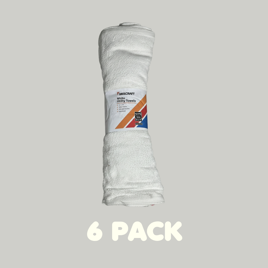 SKILCRAFT (6 PACK) of 12 White Utility Towels 16"x19" White