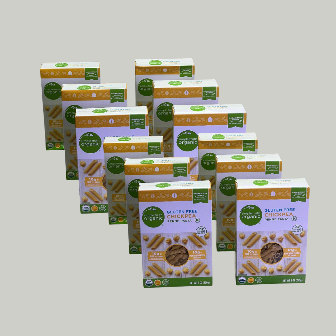 SIMPLE TRUTH ORGANIC (12 PACK) Chickpea Penne Pasta 8 oz Yellow BB 02/26