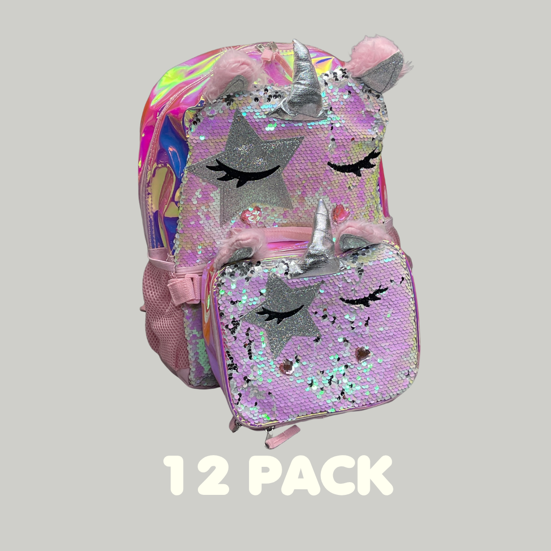 ACCESSORY INNOVATIONS 12 PACK Wonder Nation Unicorn Backpack & Lunch Bag Pink