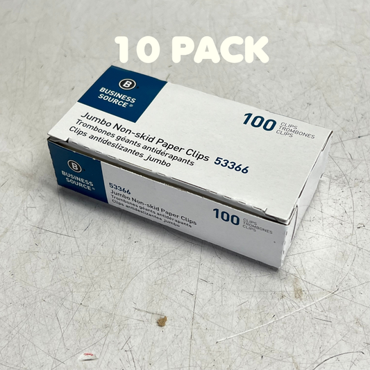 BUSINESS SOURCE (10 PACK, 100 EACH) Jumbo Non-skid Paper Clips Steel Silver