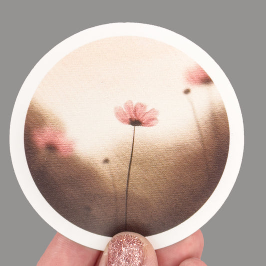 Hales Yeah Design Pink Flower Sticker ~3" at Longest Edge