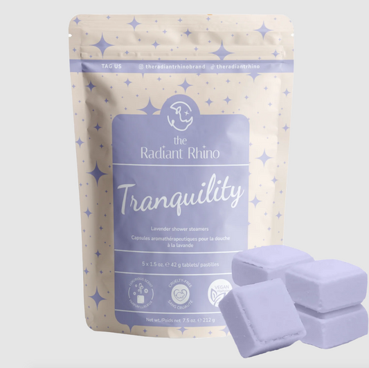 THE RADIANT RHINO Tranquility Lavender Shower Steamers 5x1.5oz Tablets 7.5oz (New)