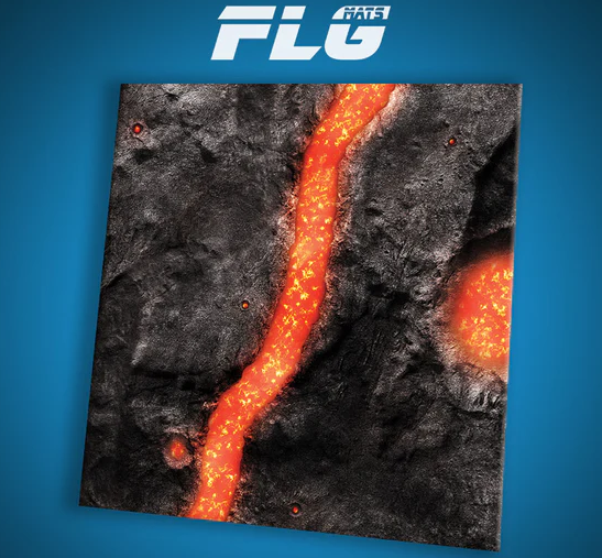 FLG MATS High Quality Gaming Mats Lava 2 Battlefield Fabric W/ Rubber Back 3'x3'