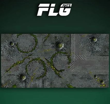 FLG MATS High Quality Gaming Mats Urban Plague Battlefield Fabric W/ Rubber Back 6'x3'