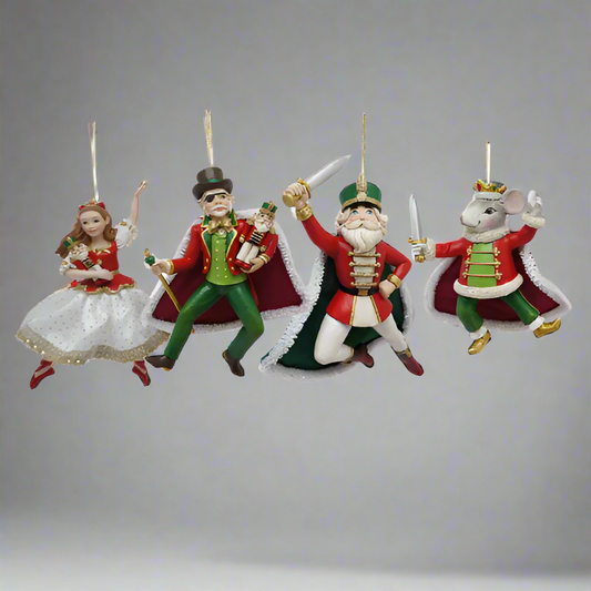 KURT S. ADLER The Nutcracker Suite Ornaments 4 Assorted E1006 Clara Drosselmeyer Mouse King