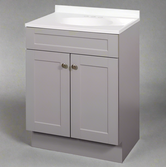 ZA@ ZENNA HOME Single Gray Bathroom Vanity 24 in. W X 18 in. D X 35 in. H (Damaged Lower Back Support Board)