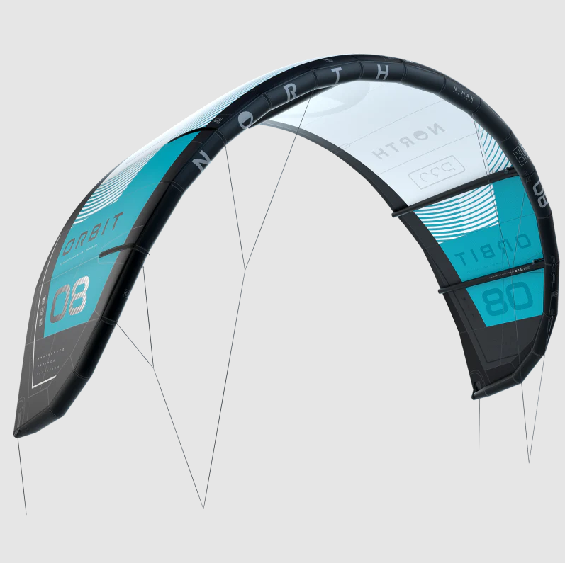 NORTH Orbit Pro N-max Air Frame Big Air Kite Freeride 5-strut SZ 08 85000.240010 Black / White / Aqua