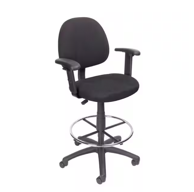 Fabric Drafting Chair with Arms & Seat Height Adjustment, Black B1616