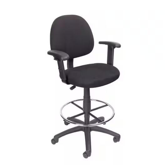 Fabric Drafting Chair with Arms & Seat Height Adjustment, Black B1616
