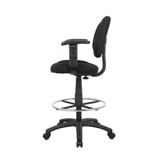 Fabric Drafting Chair with Arms & Seat Height Adjustment, Black B1616