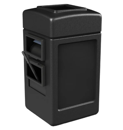 COMMERCIAL ZONE 28 Gallon Islander Series Black Harbor Square 1 Trash Can with Towel Dispenser, 755101