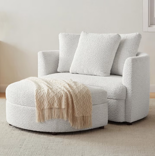 AIDEN & IVY Holley Oversized Fabric Accent Chair with Storage Ottoman 1783227