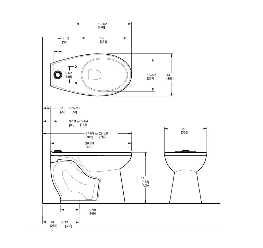 SLOAN Floor Mounted ADA Water Closet W/ SloanTec Glaze 1.28 GPF White 2172029