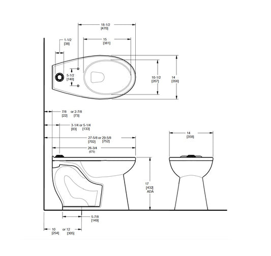 SLOAN Floor Mounted ADA Water Closet W/ SloanTec Glaze 1.28 GPF White 2172029