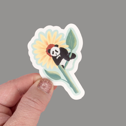 Hales Yeah Design Sunflower Panda Sticker ~3" at Longest Edge