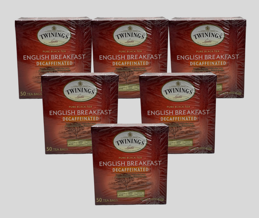 TWININGS (6 PACK) 300 Bags English Breakfast Decaffeinated Pure Black Tea BB 05/2025